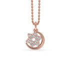 Half Moon Pendant in Star Shape Round Cut Diamond