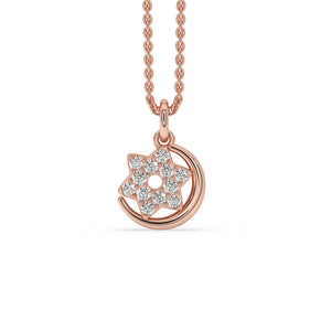 Half Moon Pendant in Star Shape Round Cut Diamond