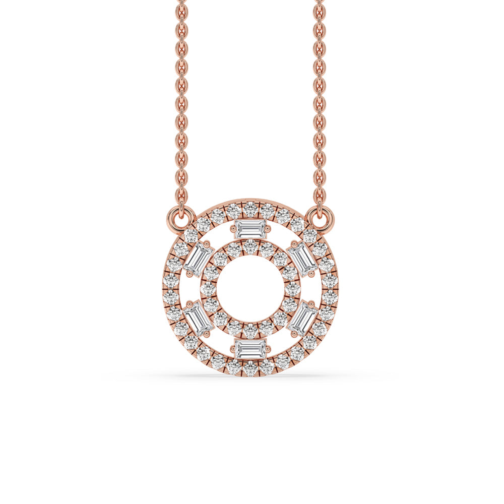 Baguette Cut Diamond Rose Gold Pendant - Classic Charm