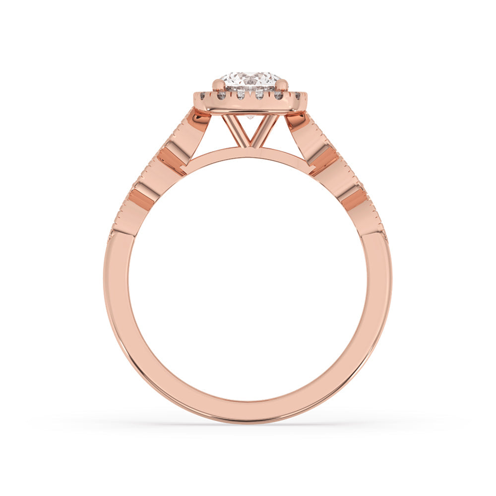 Round Halo Engagement Ring With Side Stones