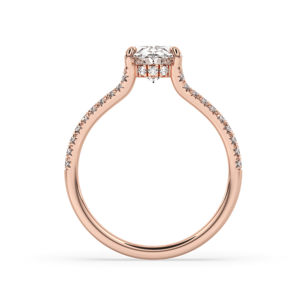 Hidden Halo Oval Engagement Ring