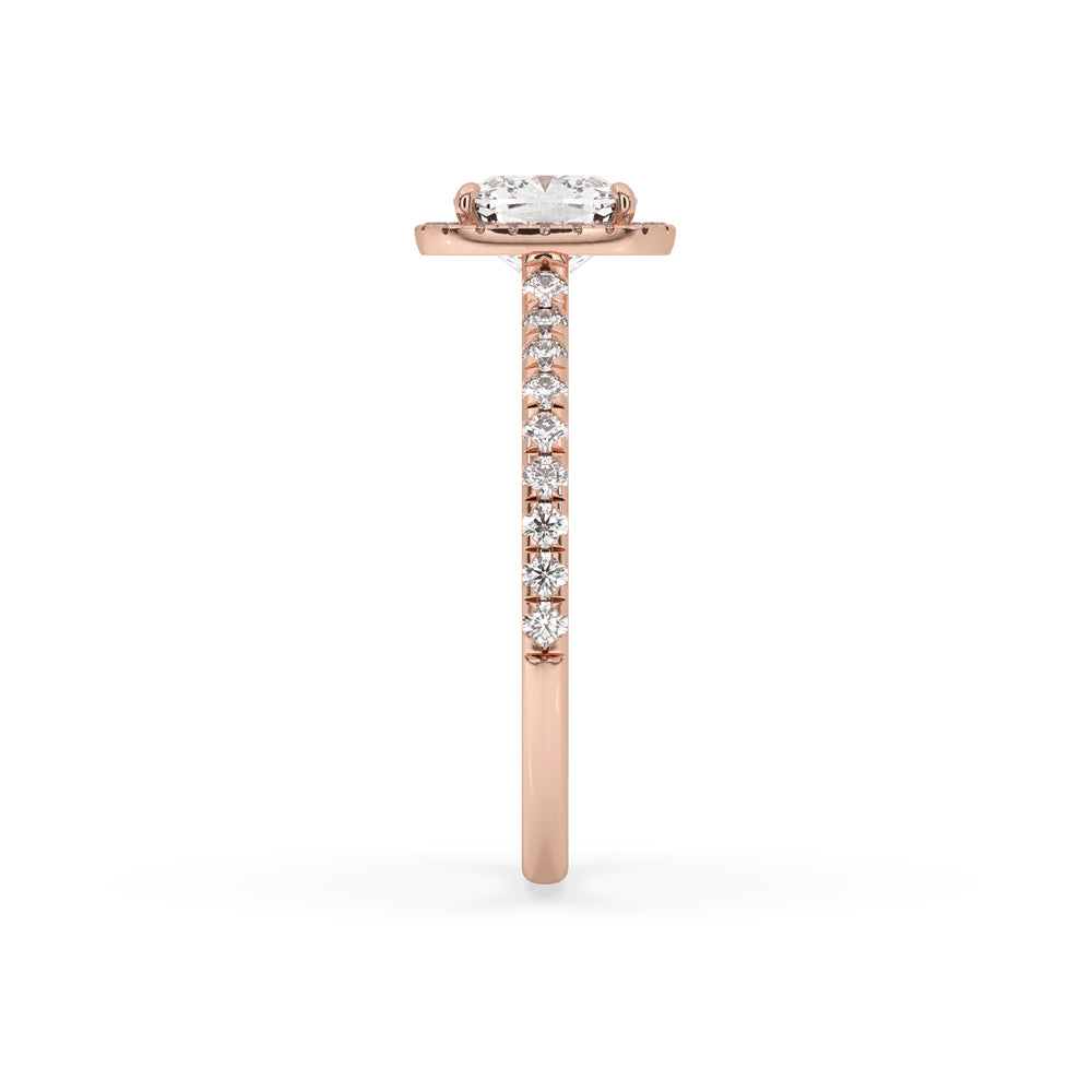Cushion Halo Engagement Ring With Pave Band