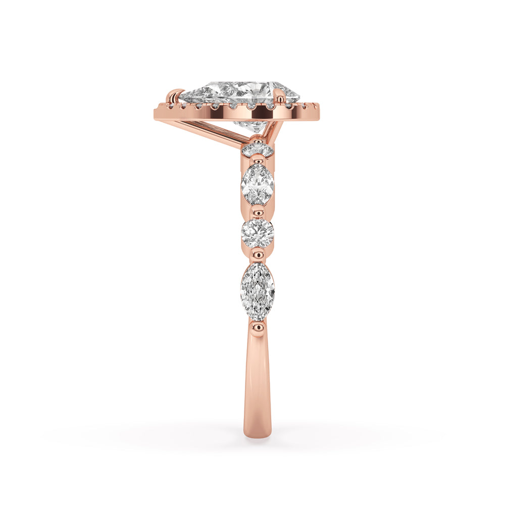 Diamond Pear Engagement Ring In Side Stone Setting