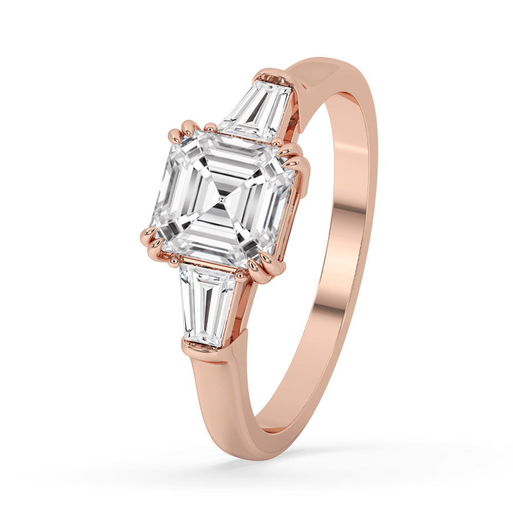 Diamond Baguette Ring with Three Stone Setting