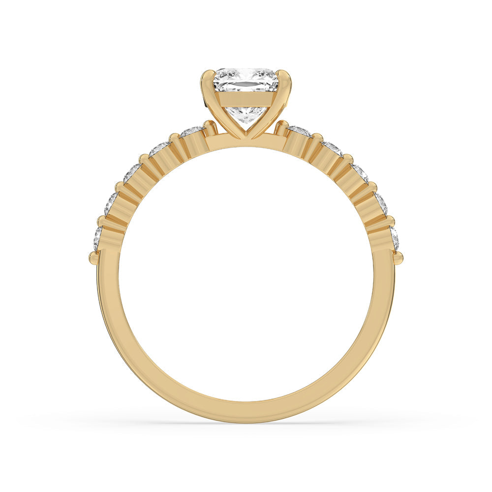 Cushion Diamond Engagement Ring with Pave Setting