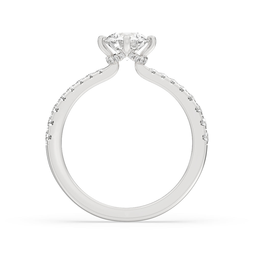 Round Cut Pave Diamond Ring
