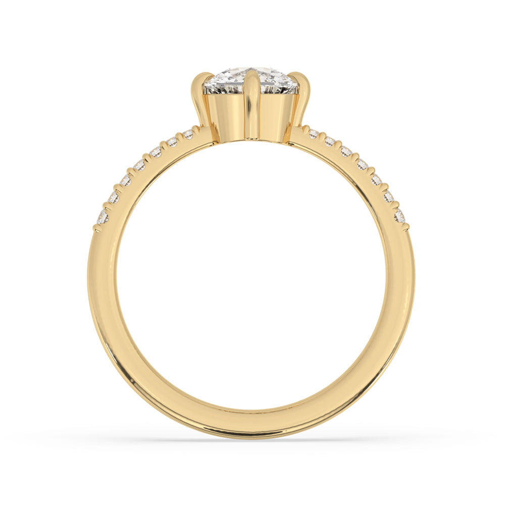Cushion Cut Diamond Compass Prong Setting Engagement Ring