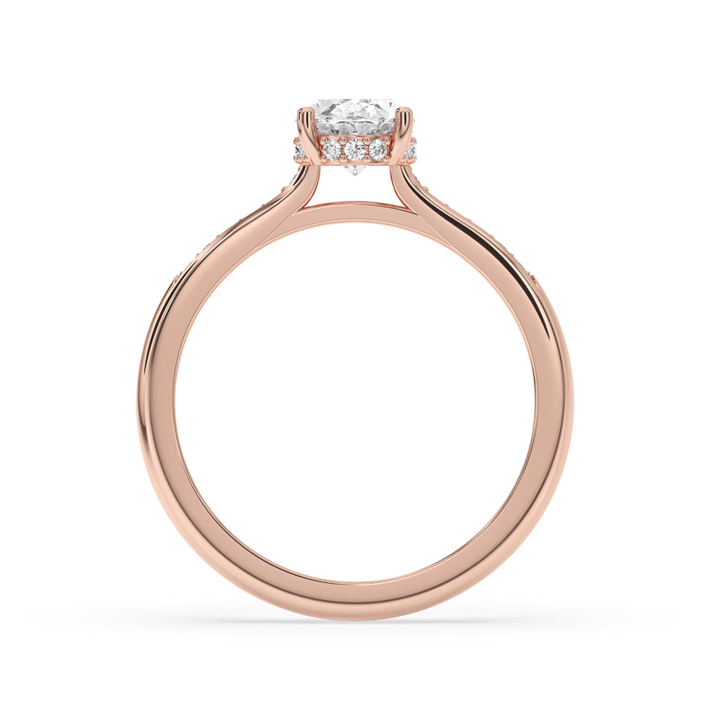 Oval Shaped Engagement Ring with Elegant Pave Style