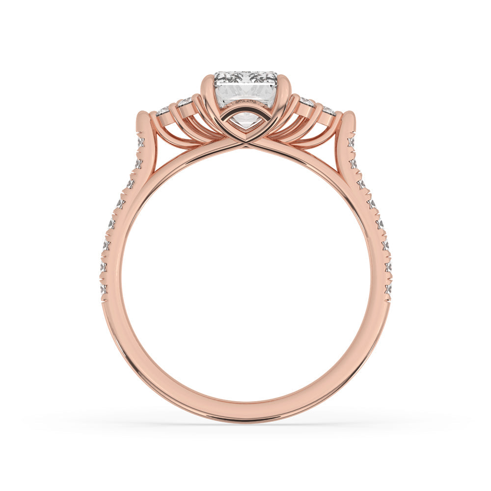 Emerald Cut Engagement Ring with Sparkling Micro Pave