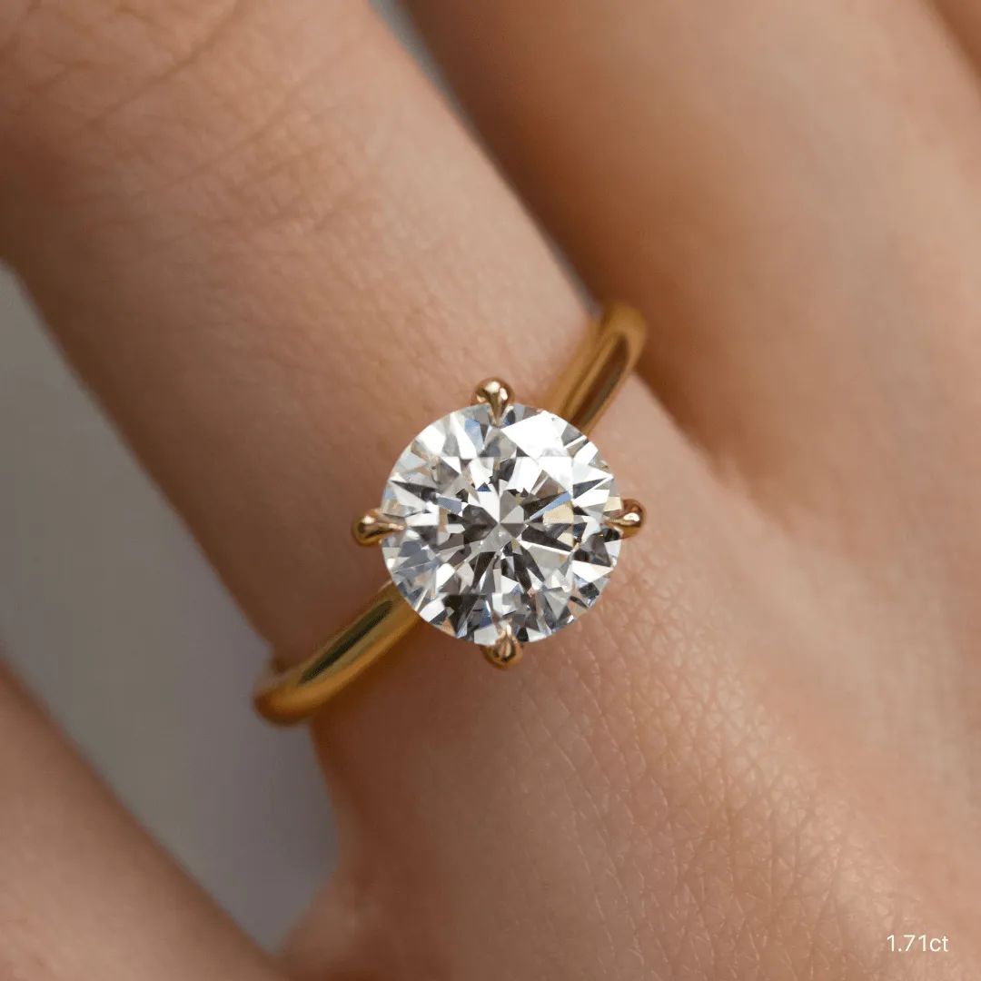 1.70 CT Round Moissanite Hidden Halo Engagement Ring