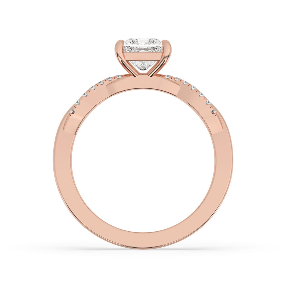 Princess Cut Twisted Band Engagement Ring