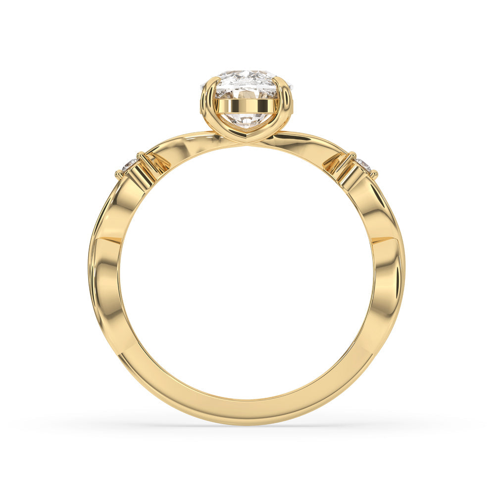 Twisted Engagement Ring With Elongated Cushion Diamond