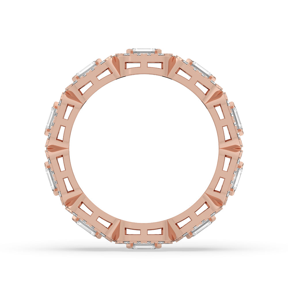 Emerald Cut Eternity Band - Halo Inspired Design