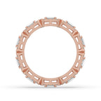 Emerald Cut Eternity Band - Halo Inspired Design