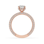 Round Cut Hidden Halo Engagement Ring with Pave Setting