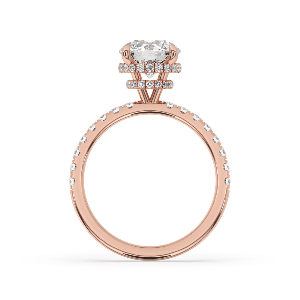 Round Diamond Double Hidden Halo Engagement Ring