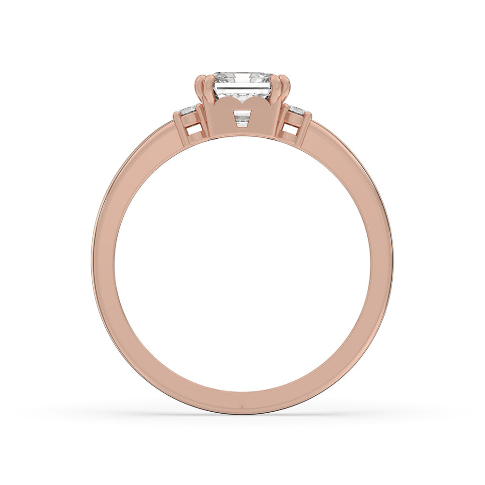 Asscher Cut Diamond Ring with Elegant claw prong setting