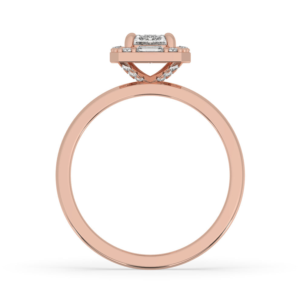 Emerald Cut Diamond Ring - Halo Setting