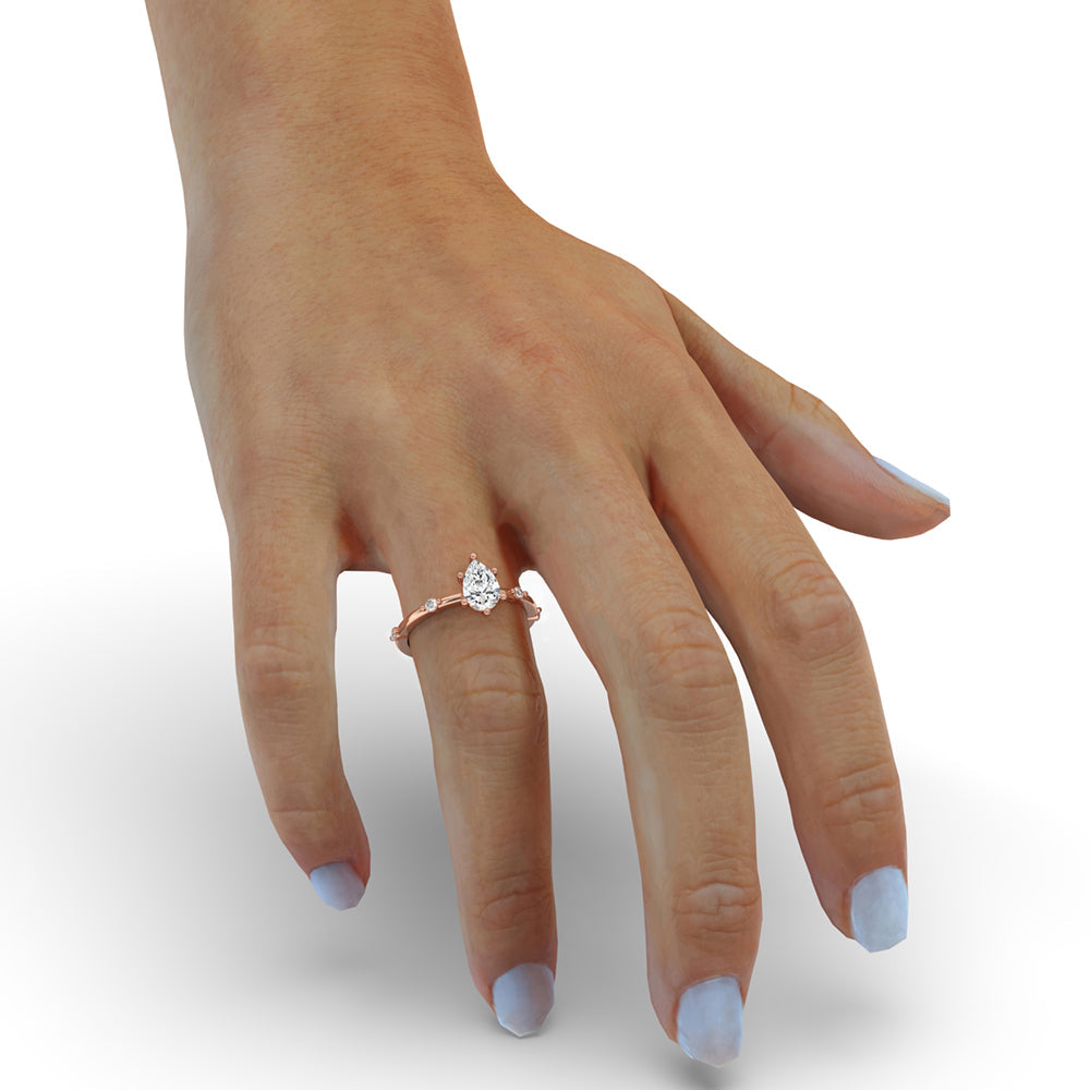 Pear Diamond Ring With Side Round Diamonds Secondary image