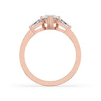 Pear and Baguette Cut Three Stone Engagement Ring