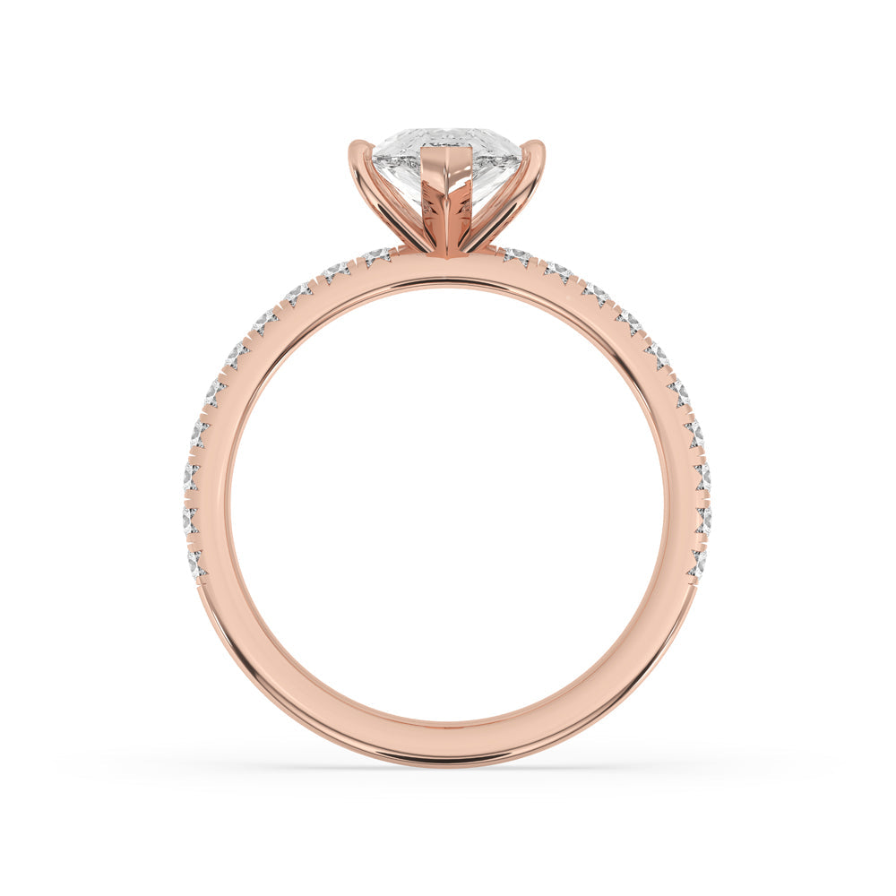 Pear Diamond Pave Band Engagement Ring