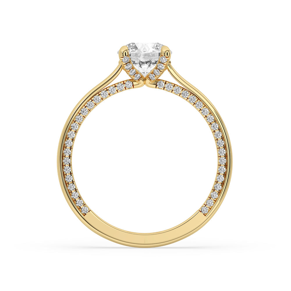 Cathedral Setting Engagement Ring - Hidden Pave Band Secondary image