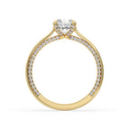 Cathedral Setting Engagement Ring - Hidden Pave Band
