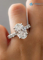 3 CT certified Oval Diamond Engagement Ring, F/VS1 Lab grown Diamond Ring Hidden Halo Ring - DisneyValley