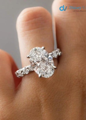 3 CT certified Oval Diamond Engagement Ring, F/VS1 Lab grown Diamond Ring Hidden Halo Ring - DisneyValley