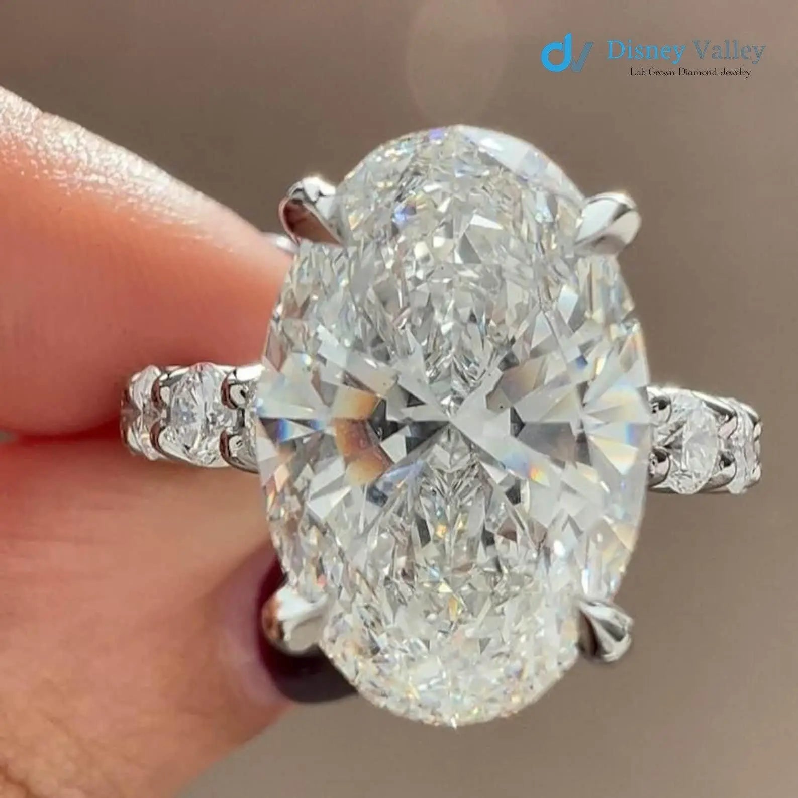 3 CT certified Oval Diamond Engagement Ring, F/VS1 Lab grown Diamond Ring Hidden Halo Ring - DisneyValley