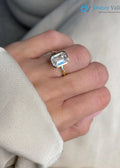 3 Carat D-VVS2 Emerald Cut Lab Grown Diamond Bezel Set Solitaire Engagement Ring - DisneyValley