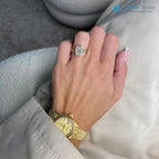 3 Carat D-VVS2 Emerald Cut Lab Grown Diamond Bezel Set Solitaire Engagement Ring - DisneyValley