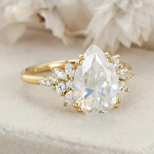 3 Carat Pear Shaped Moissanite Engagement Rings