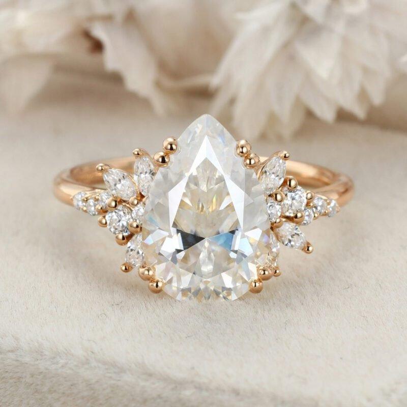 3 Carat Pear Shaped Moissanite Engagement Rings