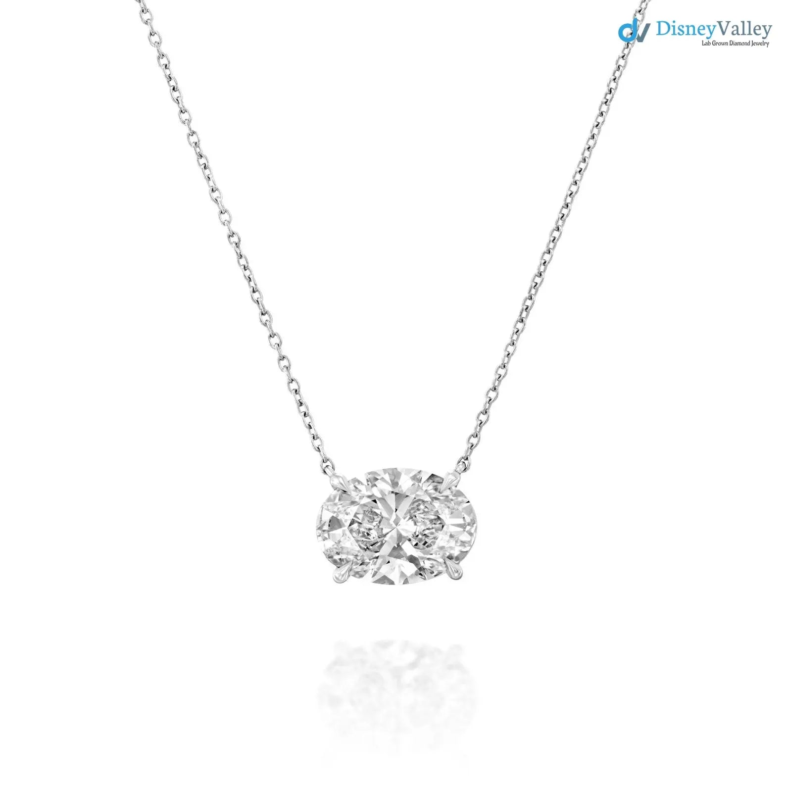 3 Ct Oval Cut IGI Certified Excellent Cut Lab Grown Diamond Solitaire Pendant DisneyValley