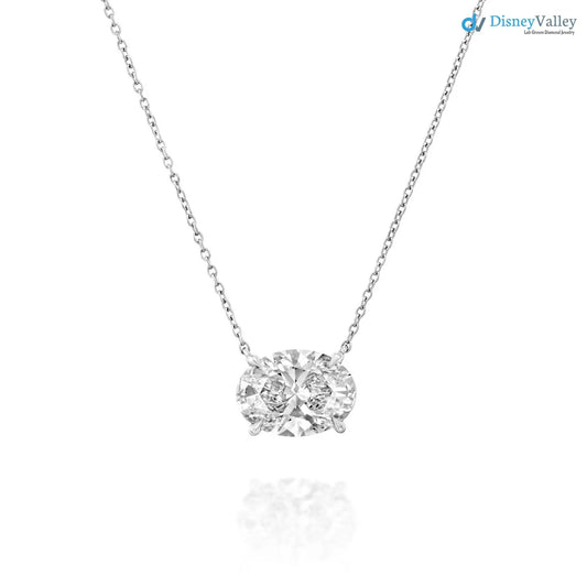 3 Ct Oval Cut IGI Certified Excellent Cut Lab Grown Diamond Solitaire Pendant DisneyValley