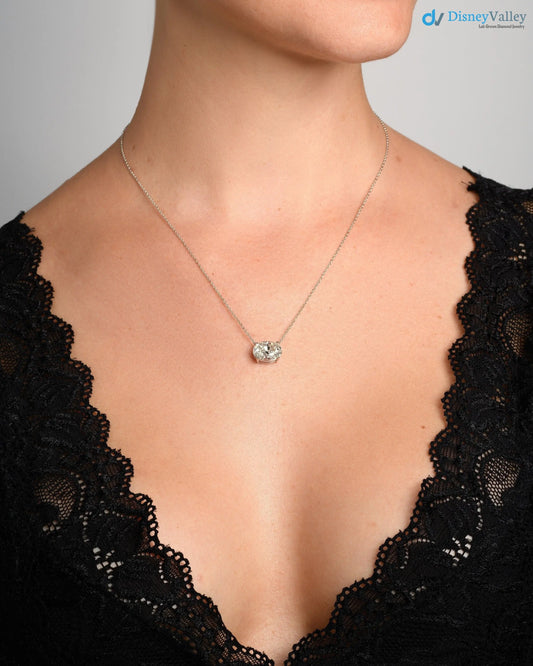 3 Ct Oval Cut IGI Certified Excellent Cut Lab Grown Diamond Solitaire Pendant DisneyValley