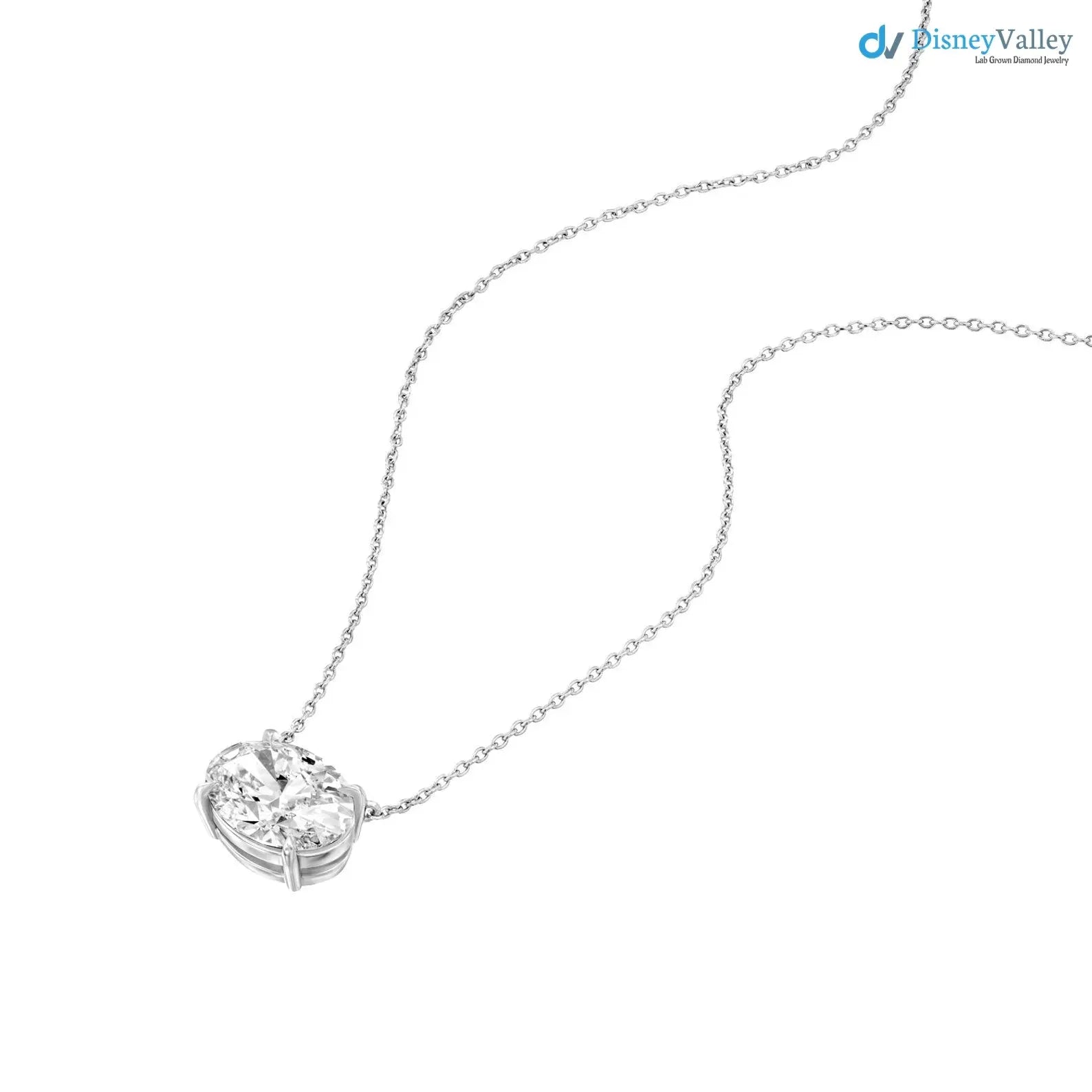 3 Ct Oval Cut IGI Certified Excellent Cut Lab Grown Diamond Solitaire Pendant DisneyValley