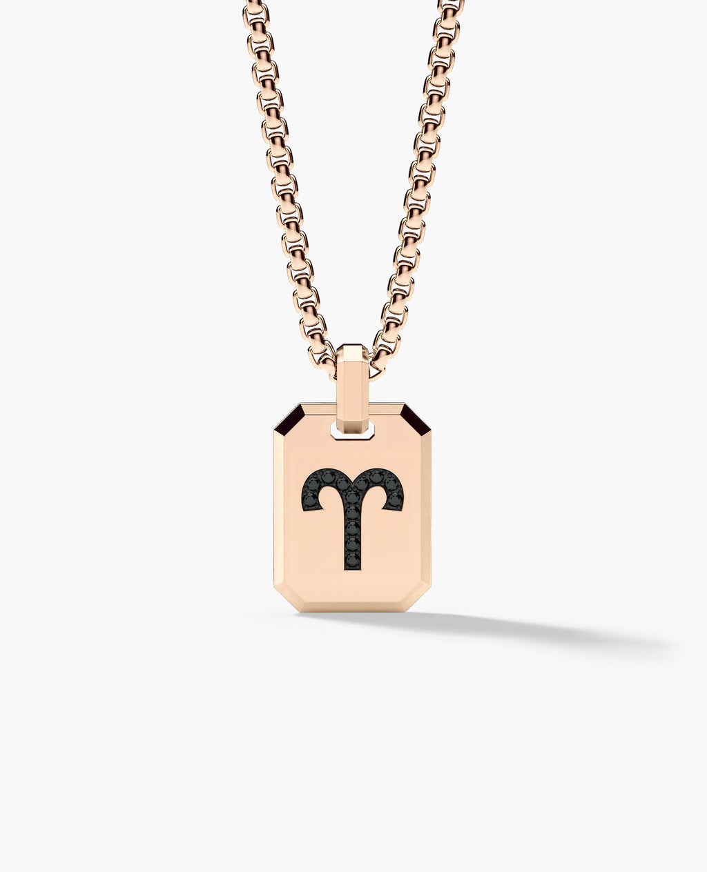 ARIES MINI ZODIAC Dog Tag Gold Pendant with 0.25ct Black Diamonds