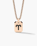 ARIES MINI ZODIAC Dog Tag Gold Pendant with 0.25ct Black Diamonds