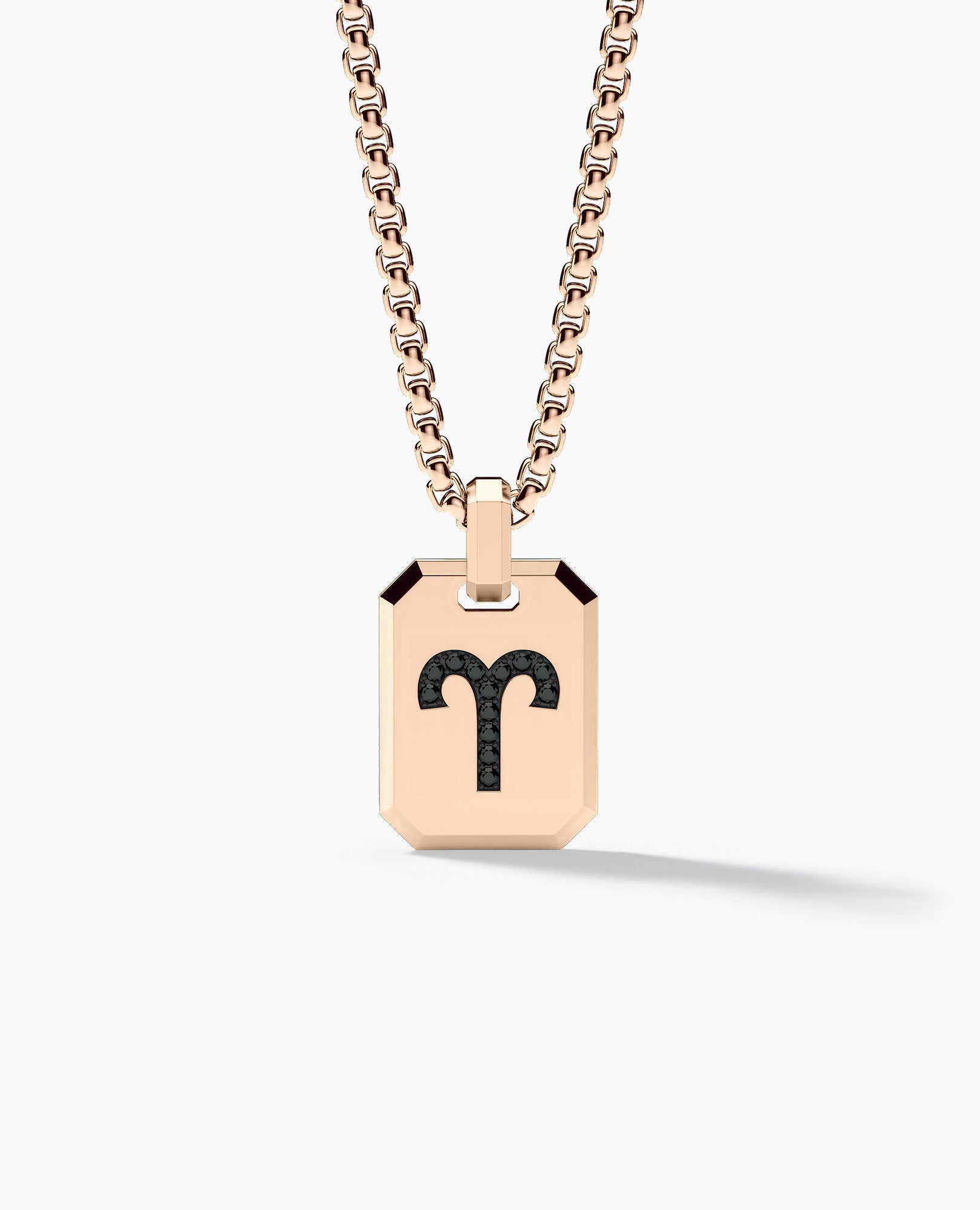 ARIES MINI ZODIAC Dog Tag Gold Pendant with 0.25ct Black Diamonds