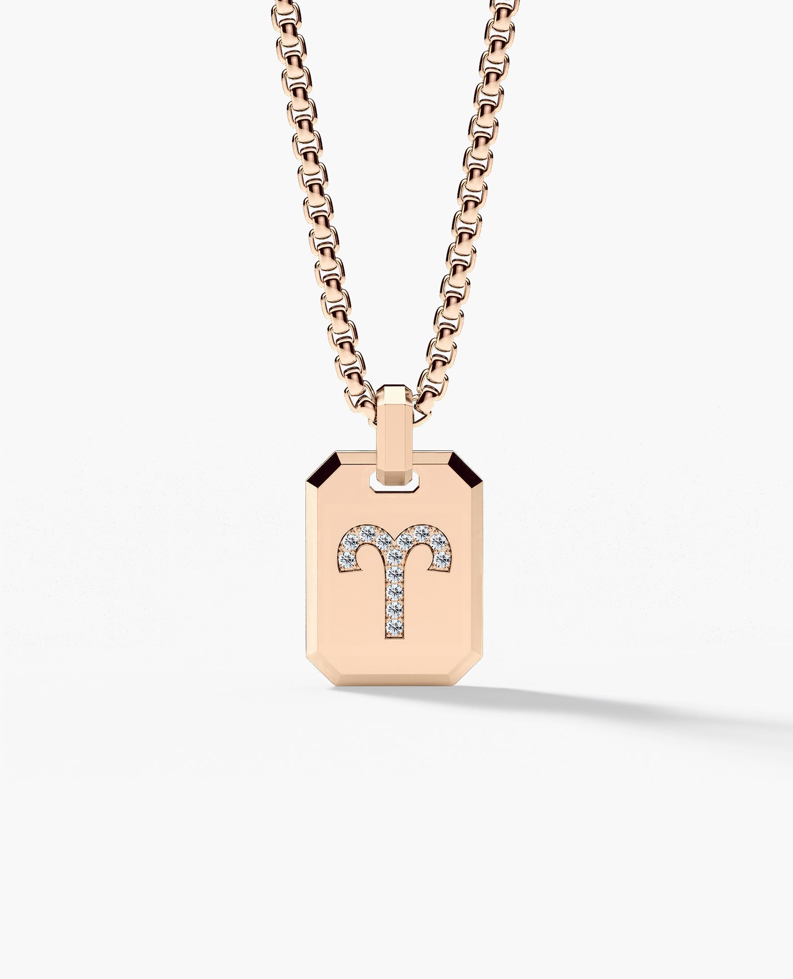 ARIES MINI ZODIAC Dog Tag Gold Pendant with 0.25ct Diamonds