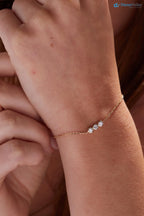 3 Stone Bezel Set Lab Grown Diamond Bracelet Minimalist bracelets - DisneyValley