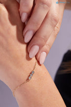 3 Stone Bezel Set Lab Grown Diamond Bracelet Minimalist bracelets - DisneyValley