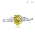 3 Stone GIA 1.34 TCW Fancy Intense Yellow Oval Diamond Engagement Ring - DisneyValley