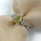 3 Stone GIA 1.34 TCW Fancy Intense Yellow Oval Diamond Engagement Ring - DisneyValley