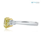 3 Stone GIA 1.34 TCW Fancy Intense Yellow Oval Diamond Engagement Ring - DisneyValley