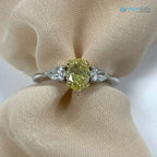 3 Stone GIA 1.34 TCW Fancy Intense Yellow Oval Diamond Engagement Ring - DisneyValley
