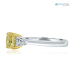 3 Stone GIA 1.41 TCW Fancy Intense Yellow Cushion Diamond Engagement Ring - DisneyValley