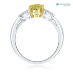 3 Stone GIA 1.41 TCW Fancy Intense Yellow Cushion Diamond Engagement Ring - DisneyValley